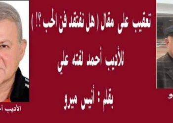 تعقيب لمقال هل نفتقد فن الحب للأديب أحمد لفتة علي بقلم أنيس ميرو