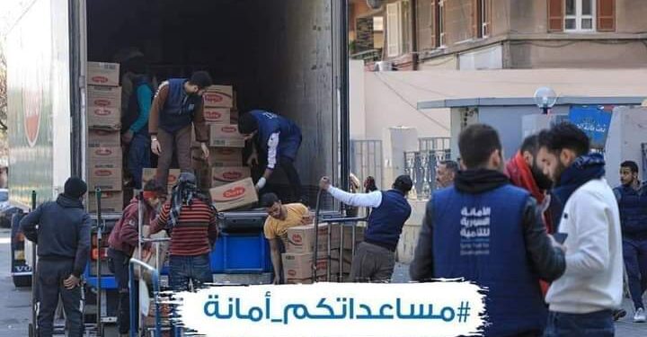 الأمانة السورية للتنميةترسل اكثرمن ثلاث الف طرد غذائي من شركة اغاني الأردنية وشركة الدرة